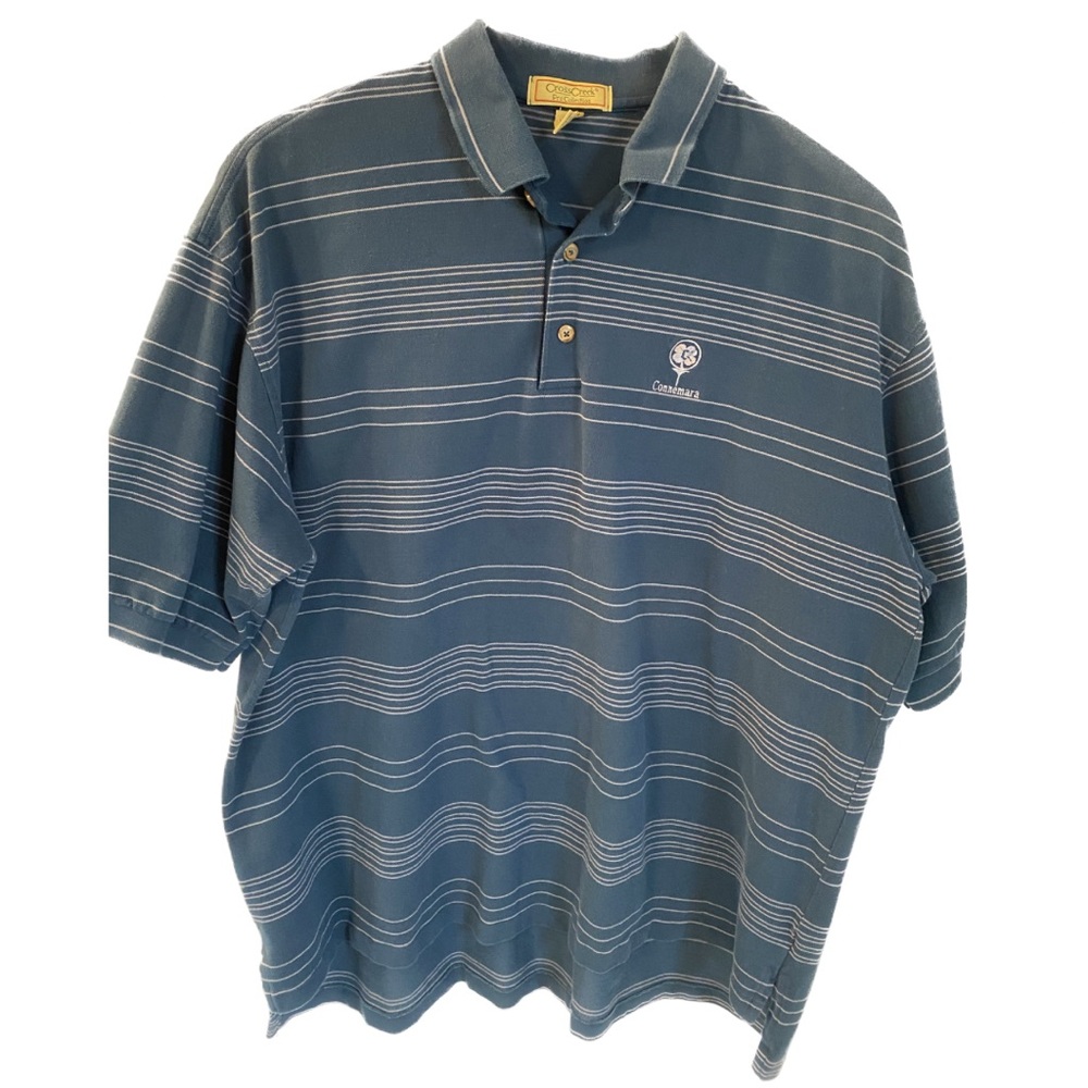 Cross Creek Pro Collection blue and white strip polo, XXL.